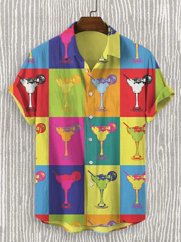 Men's Pop Art Cocktails Print Shirt