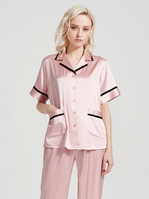 Luxury Coco Collection Short Sleeves Silk Pajamas Set-Luxury Silk Life