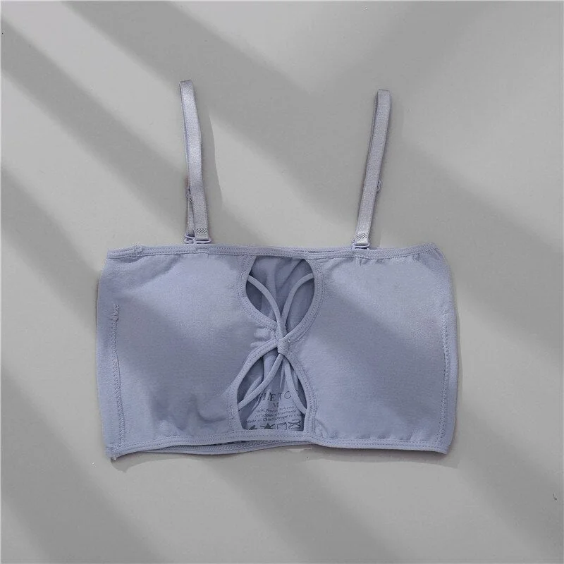 FINETOO Sexy Strapless Women's Underwear Set Seamless Woman Crop Top Suit Front Closure Tank Top + Lace Panty Push Up Lingerie