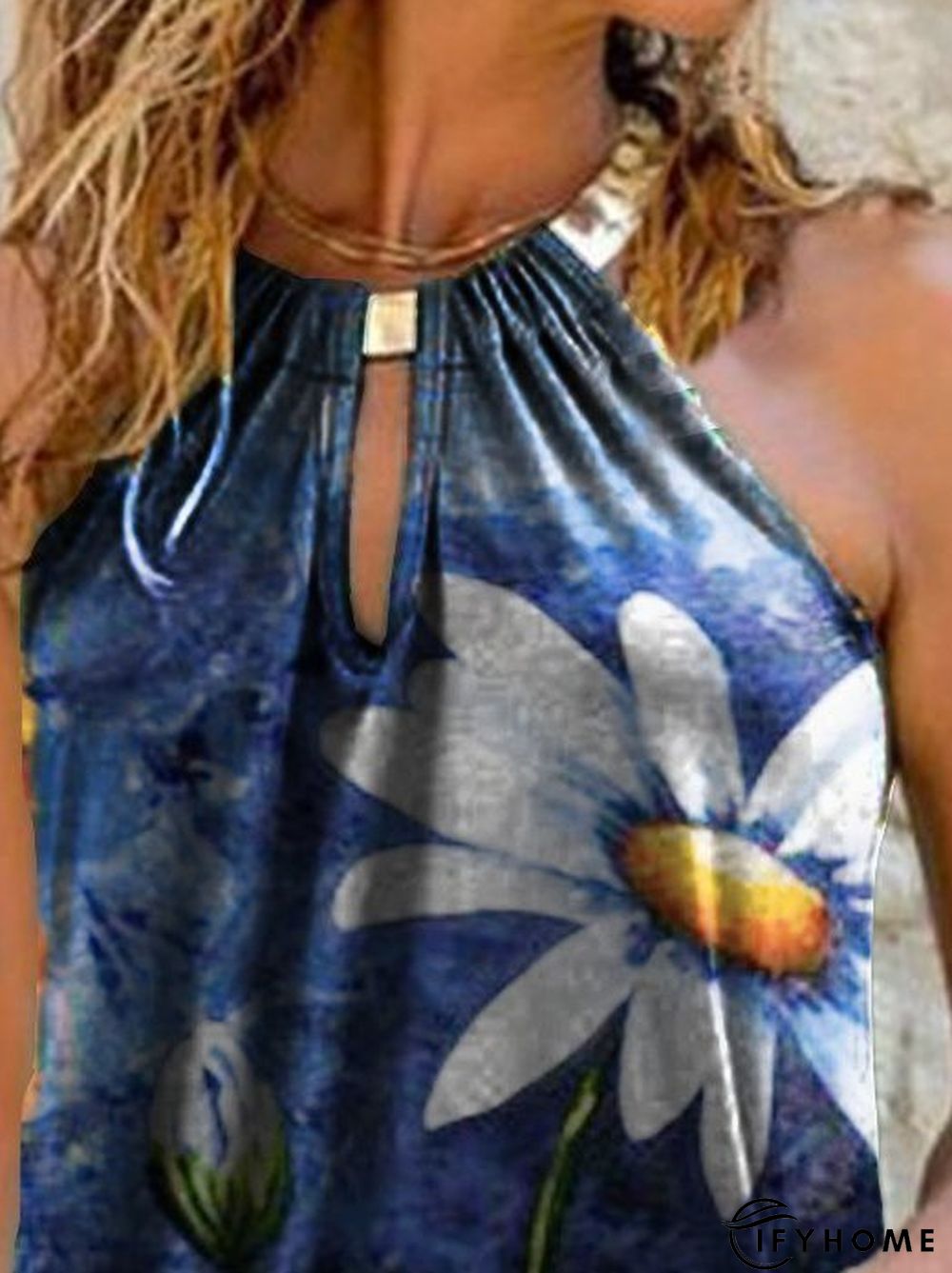 Vintage Sleeveless Crew Neck Floral Knitting Dress | IFYHOME