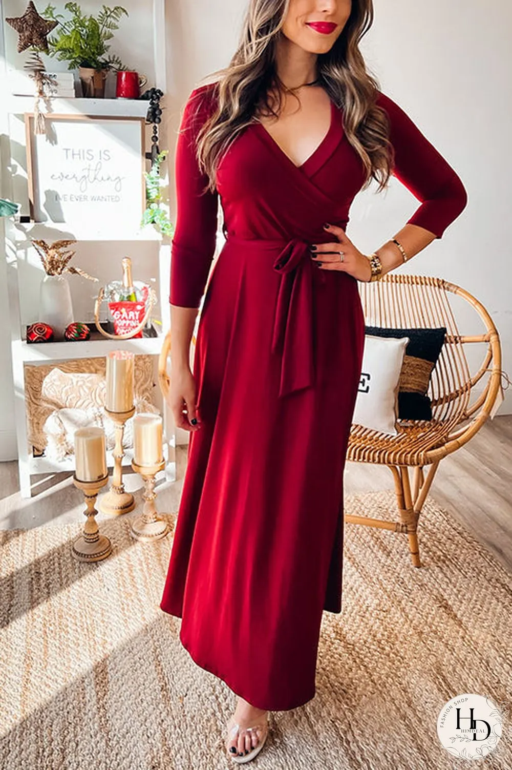 Solid Wrap Maxi Dress