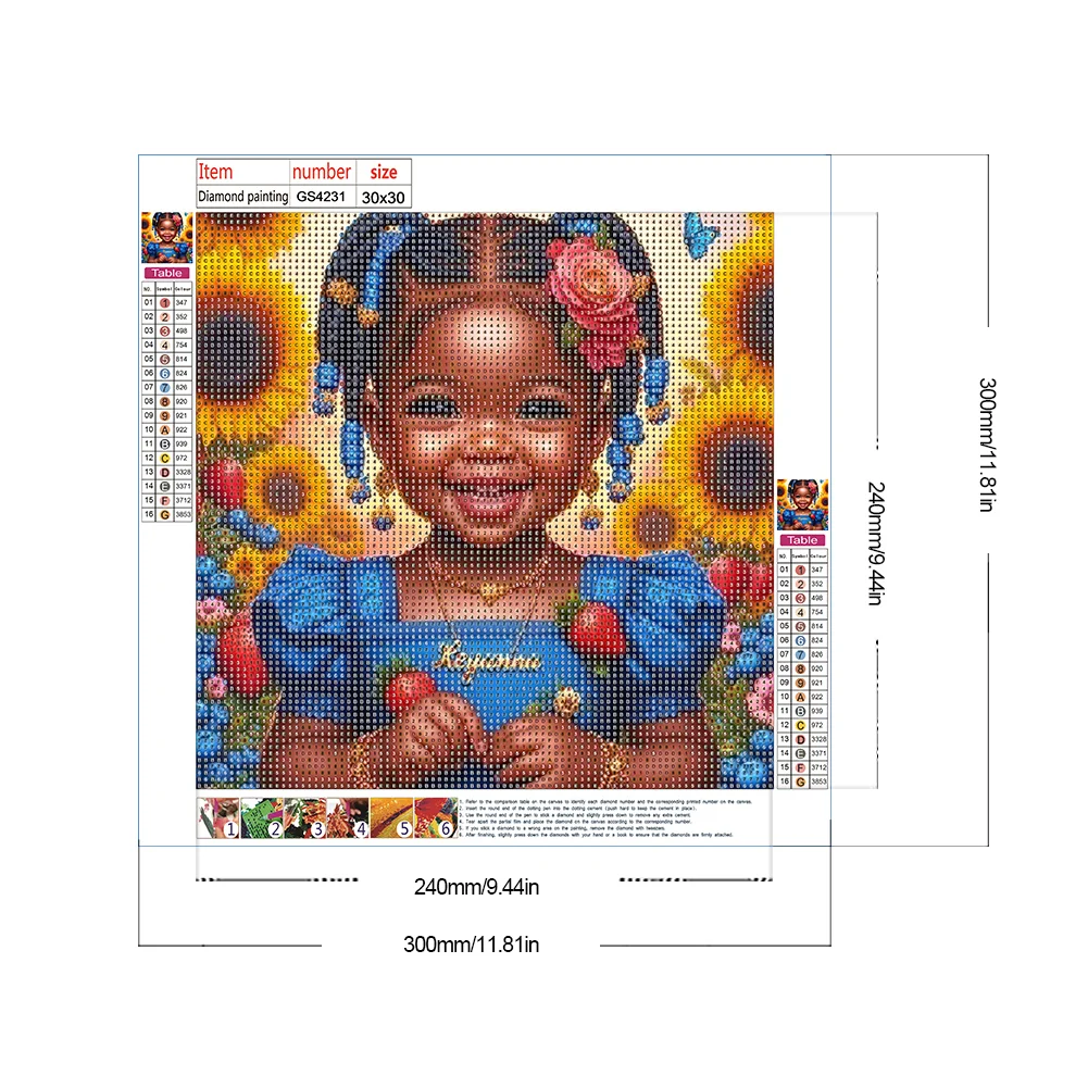 Diamond Painting - Full Round Drill - Black Girl(Canvas|30*30cm)