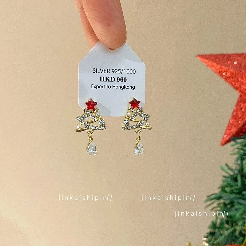 1 Pair Christmas Cute Christmas Tree Santa Claus Snowflake Copper Drop Earrings