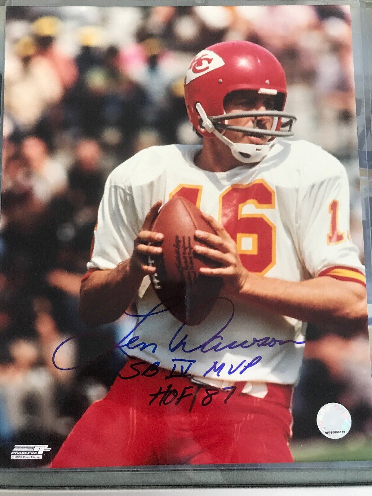 Len Dawson Signed 11x14 Kansas City Chiefs NFL Super Bowl 4 MVP HOF In Person D2