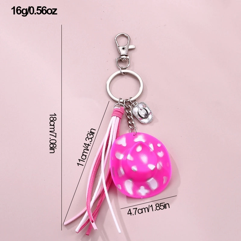 Casual Preppy Style Minimalist Hat Alloy Plastic Tassel Bag Pendant Keychain