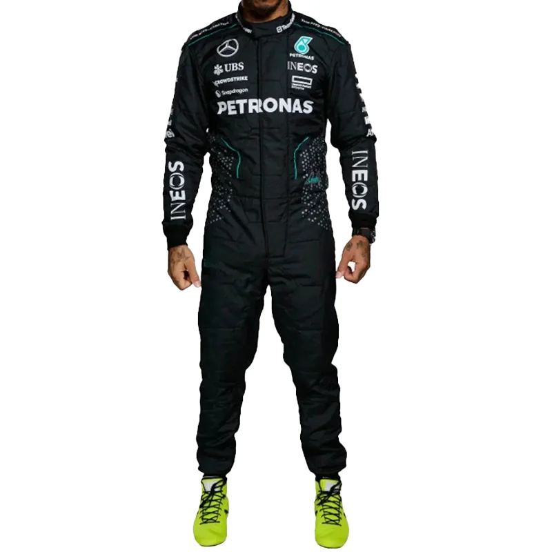 Men's Black One-Piece Racing Print Jumpsuit