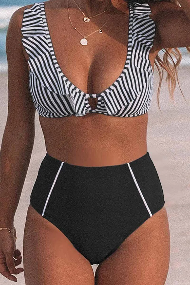 Casual Fashion Striped Two-piece Swimsuit