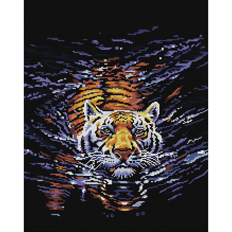 Joy Sunday Tiger in the Water 14CT Stamped Cross Stitch 40*48CM