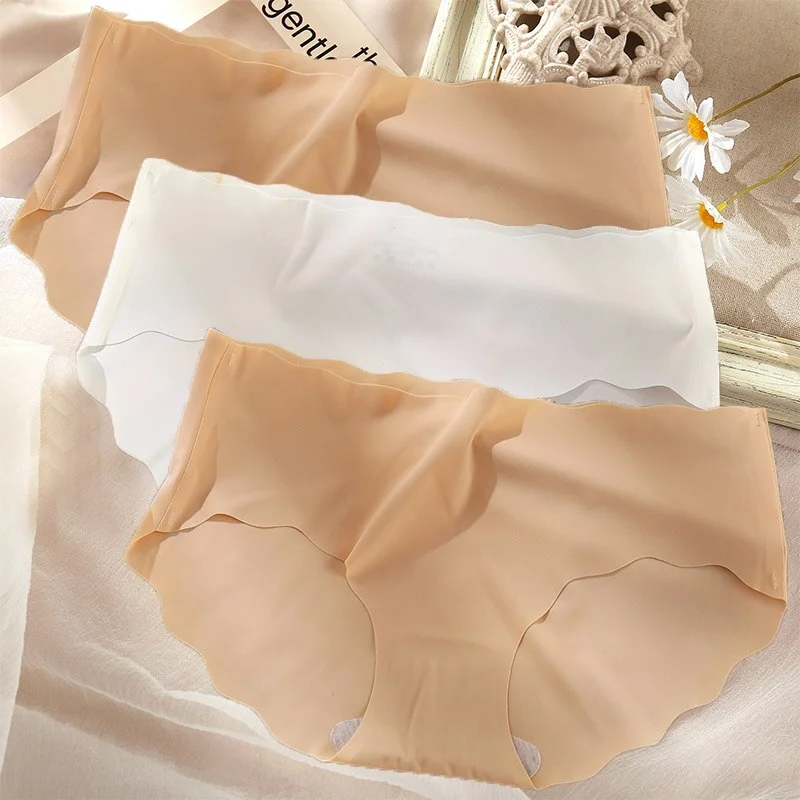 3PCS/Set Sexy Panties Women Seamless Underwear Female Briefs Underpants Invisible Intimates Lingerie One-Piece Low Waist Pantys