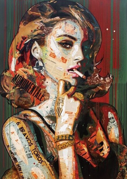 Graffiti Sexy Woman Smoking Canvas Painting Modern Popular Poster Bedroom Living Room Wall Decoration Mural(No Frame)
