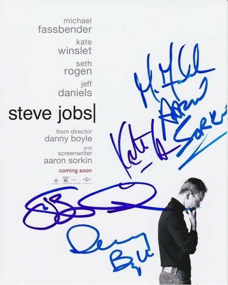 Steve jobs signed cast Photo Poster painting michael fassbender kate winslet seth rogen