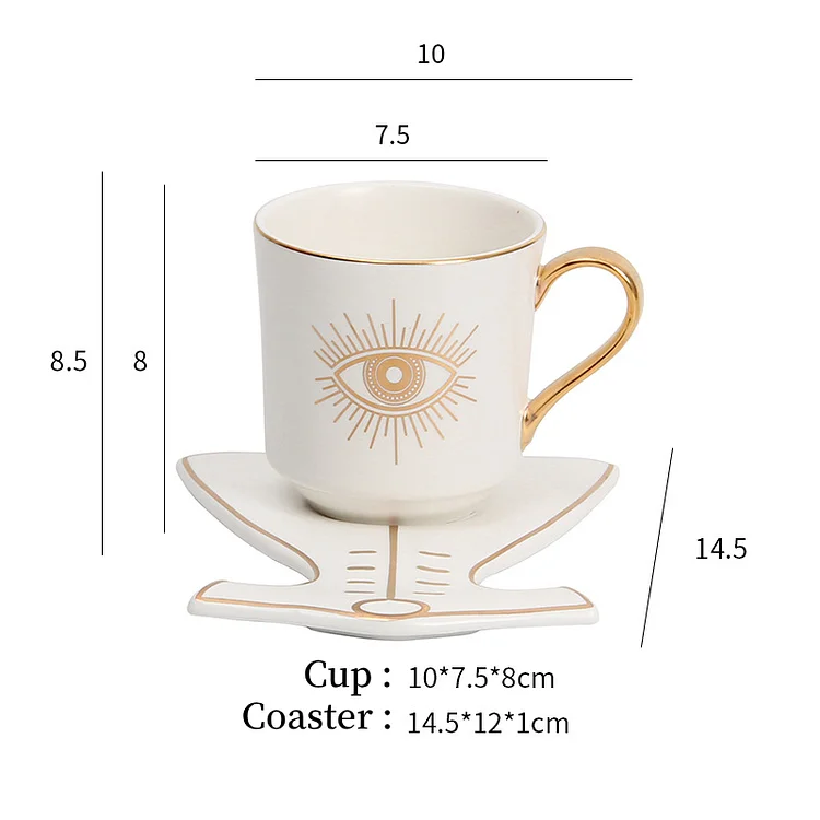 Olivenorma Hamsa Evil Eye Tea Cup Saucer Set Coaster