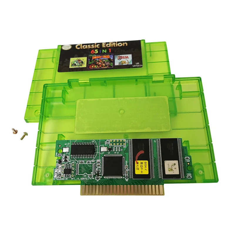 16 Bit Game Card - Super 65 in 1 Classic Collection SNES Multicart Super NES Games Cartridge for Retro SNES Game Console | English Language NTSC US Version