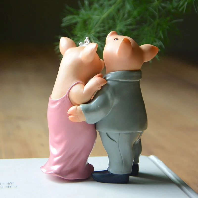 Romantic Couple Pig Figurine Bride and Groom Wedding Gifts for Guests Aesthetic Room Decor Gifts for Valentine's Day