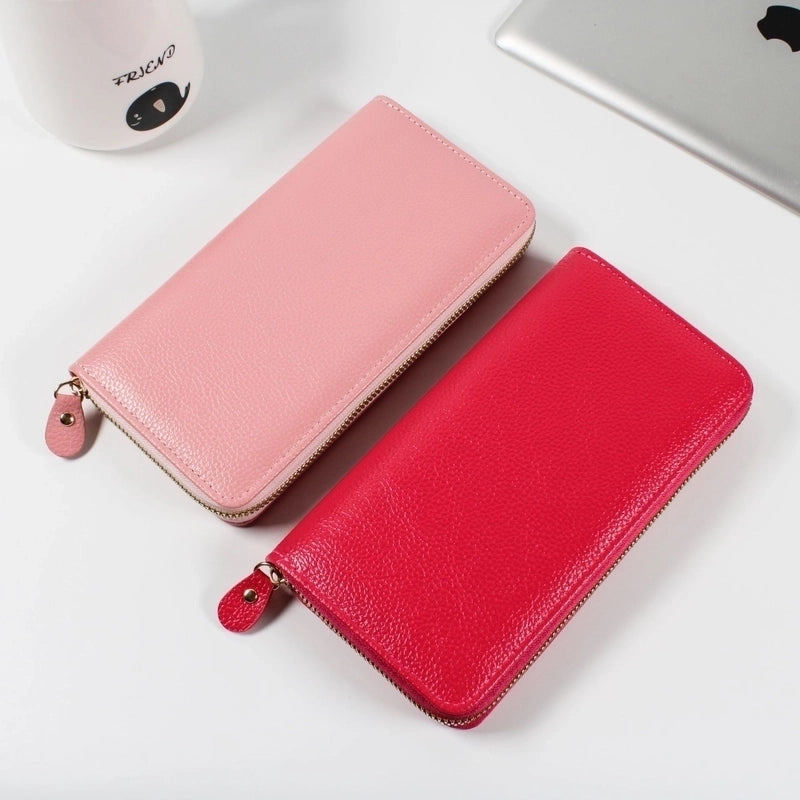 Women’s Solid Color Pu Leather Zipper Wallets