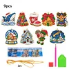 9pcs DIY Double-Sided Rhinestone Acrylic Diamond Art(Hello Christmas)