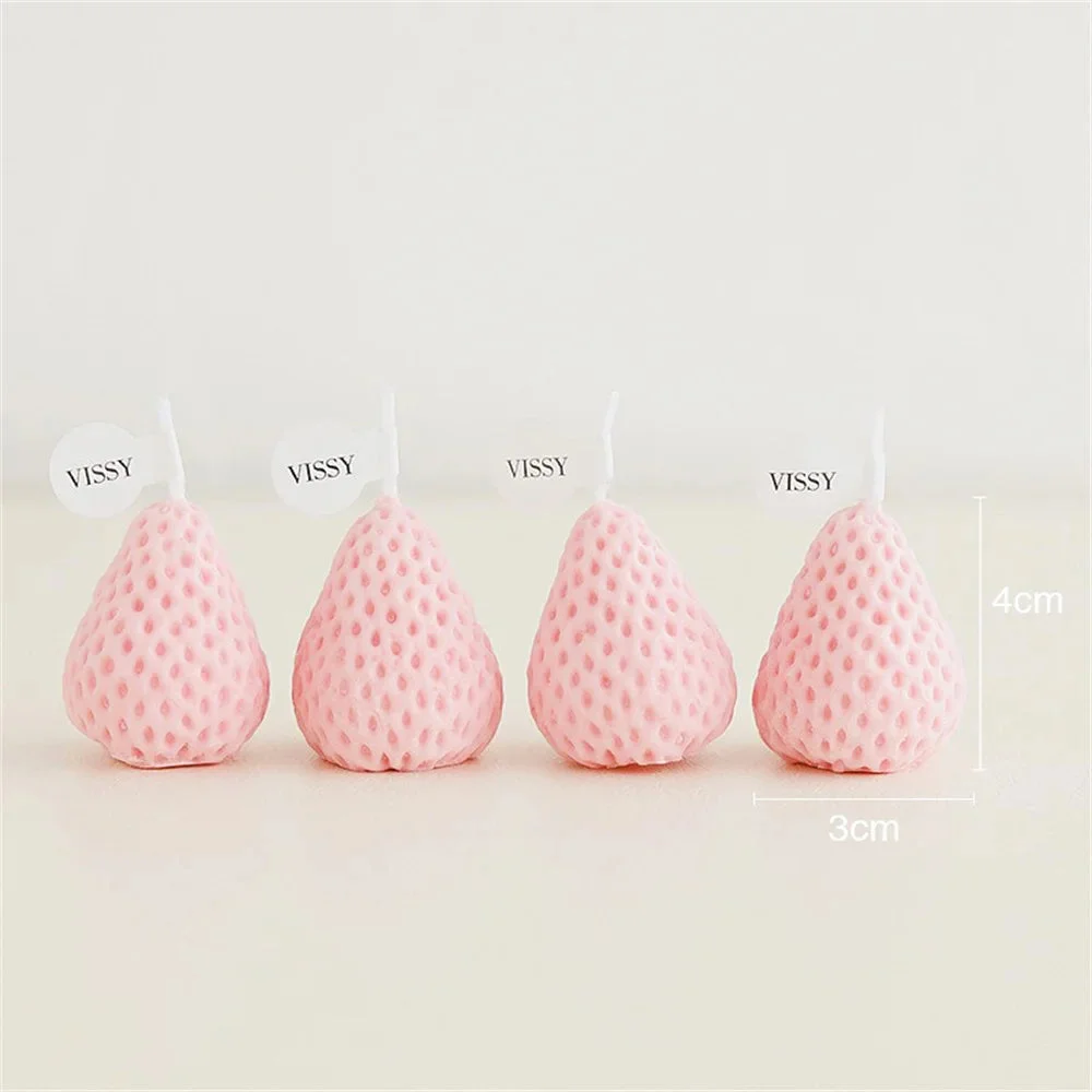 Athvotar 1/4Pcs Strawberry Candles Soy Wax Aromatherapy Scented Candles Cake Toppers for Birthday Party Baby Shower Home Decorations