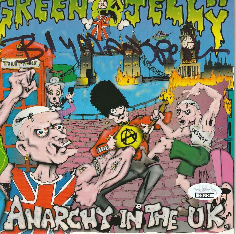 Bill Manspeaker Autograph  Green Jelly Anarchy in the UK 7 inch Vinyl