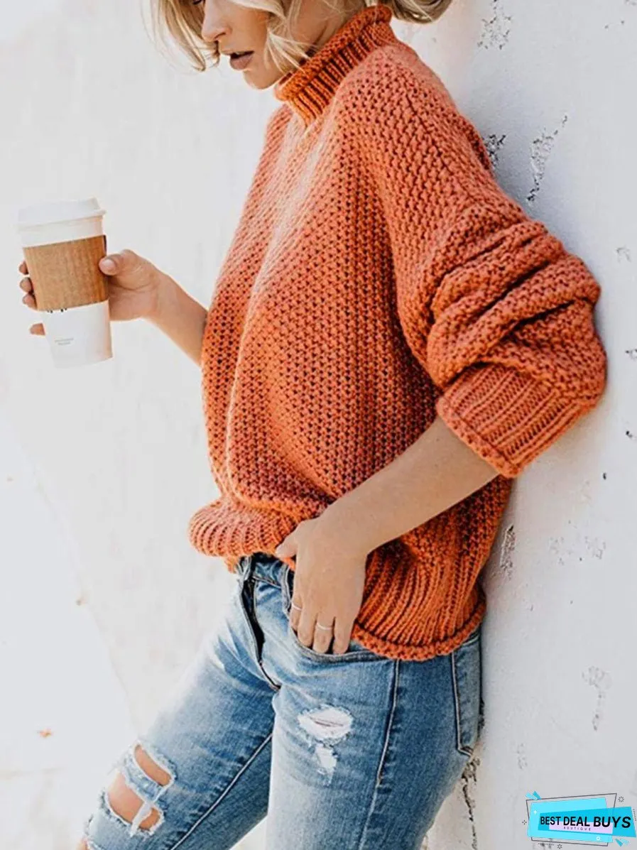 Turtleneck Dropped Shoulder Sweater