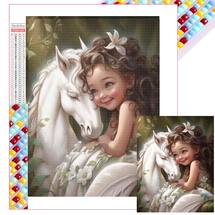 Little Girl And Horse 40*50CM (Canvas) Full Square Drill Diamond Painting gbfke