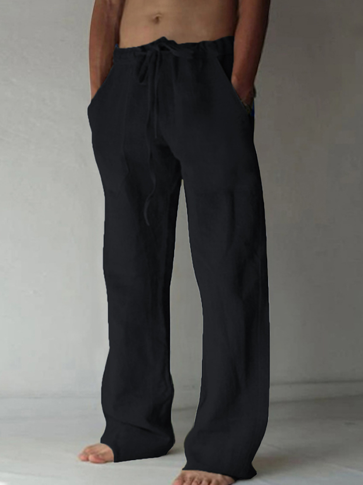 Comstylish Men's Casual Loose Cotton And Linen Drawstring Pants