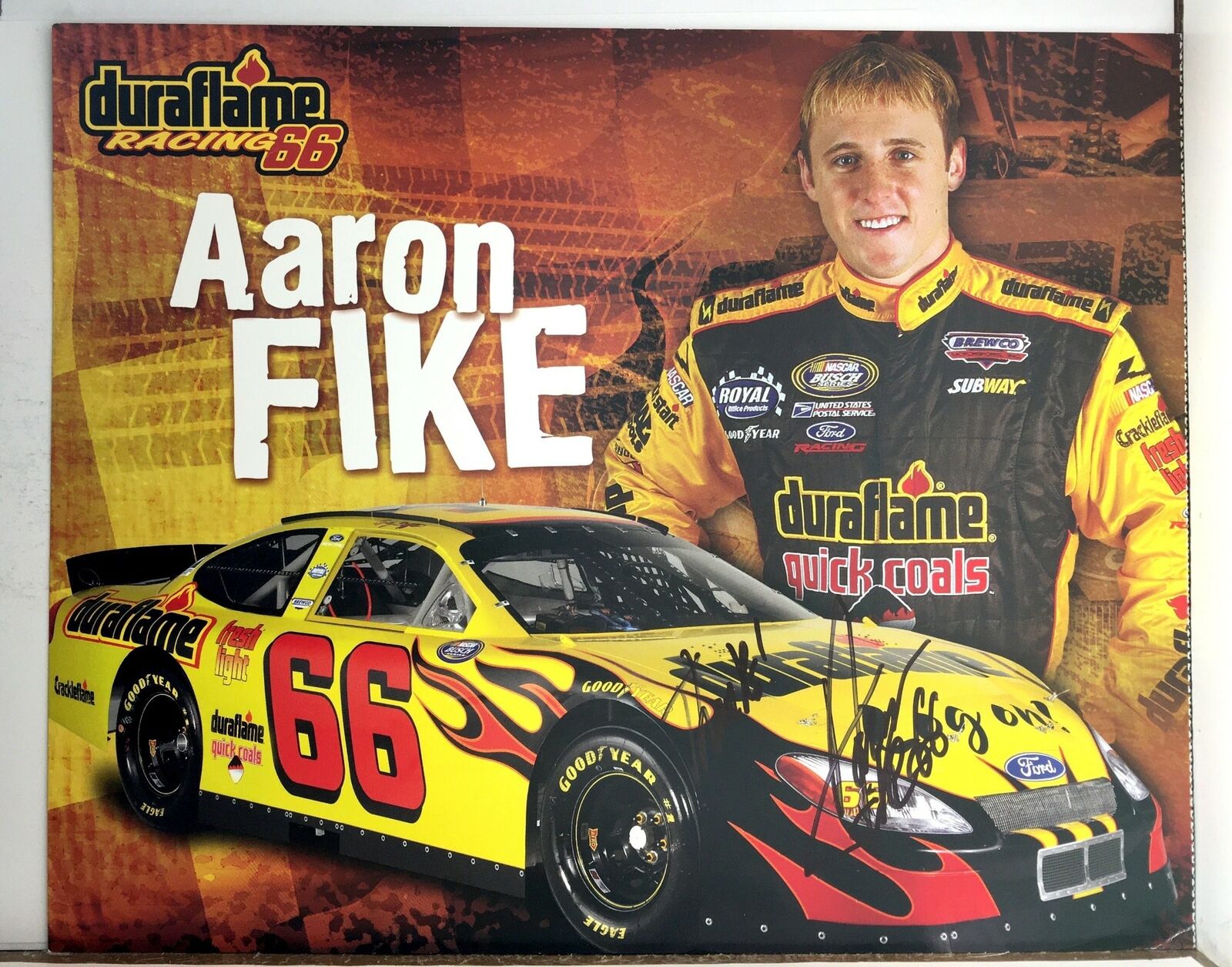 Aaron Fike Signed 8.5x11 Photo Poster painting Promo Hero Card Postcard NASCAR  SHIP Auto AU