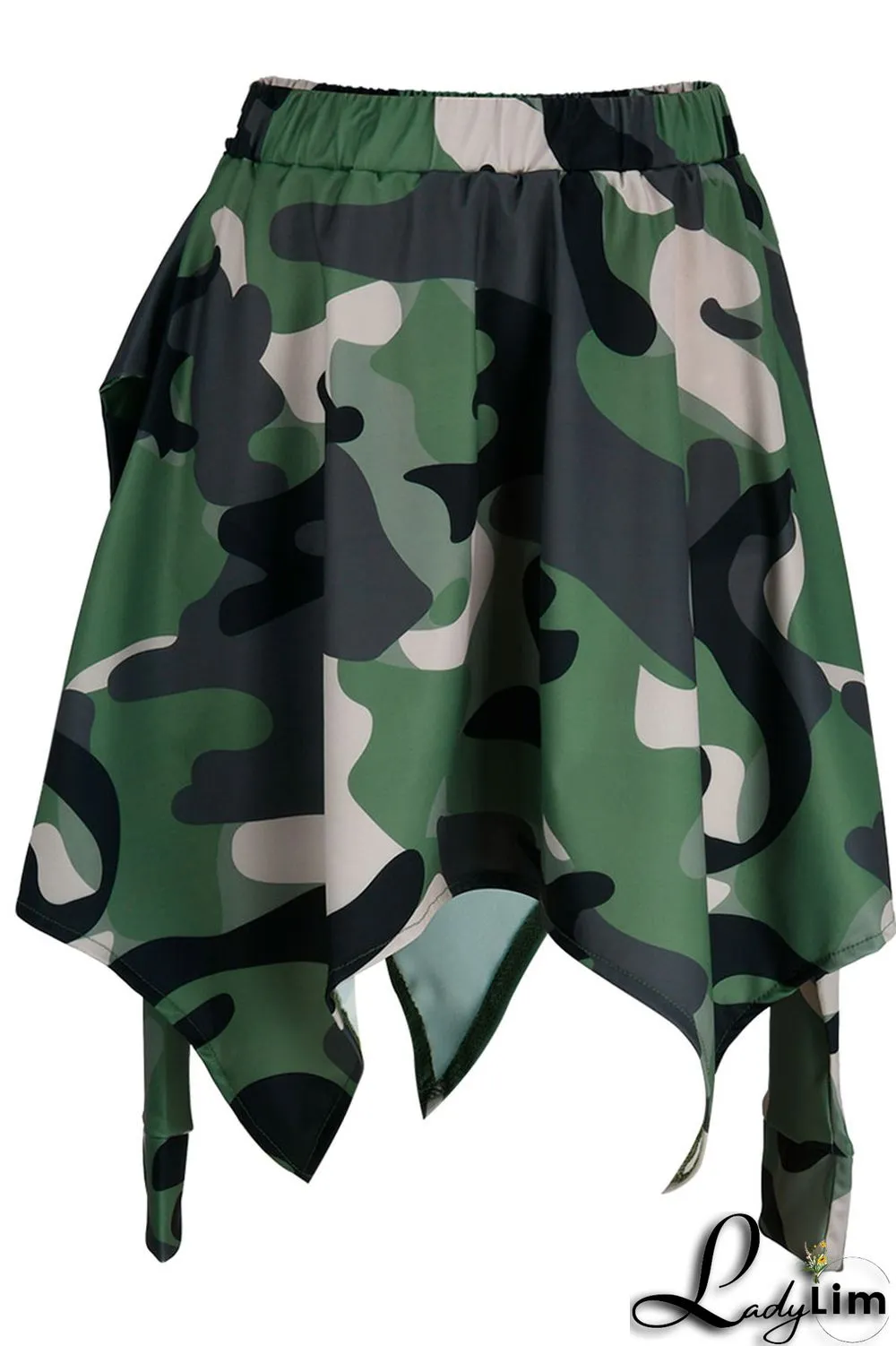 Pink Casual Street Print Camouflage Print Asymmetrical High Waist Type A Full Print Bottoms