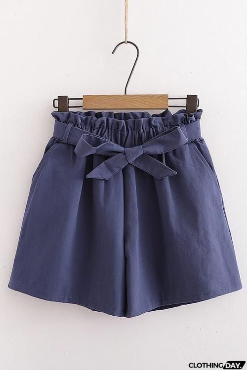 Bow Tie Elastic Waist Shorts