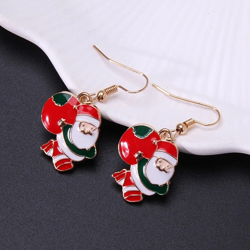 Fashion Christmas Tree Gloves Alloy Plating Inlay Artificial Gemstones Christmas Women’s Drop Earrings 1 Pair