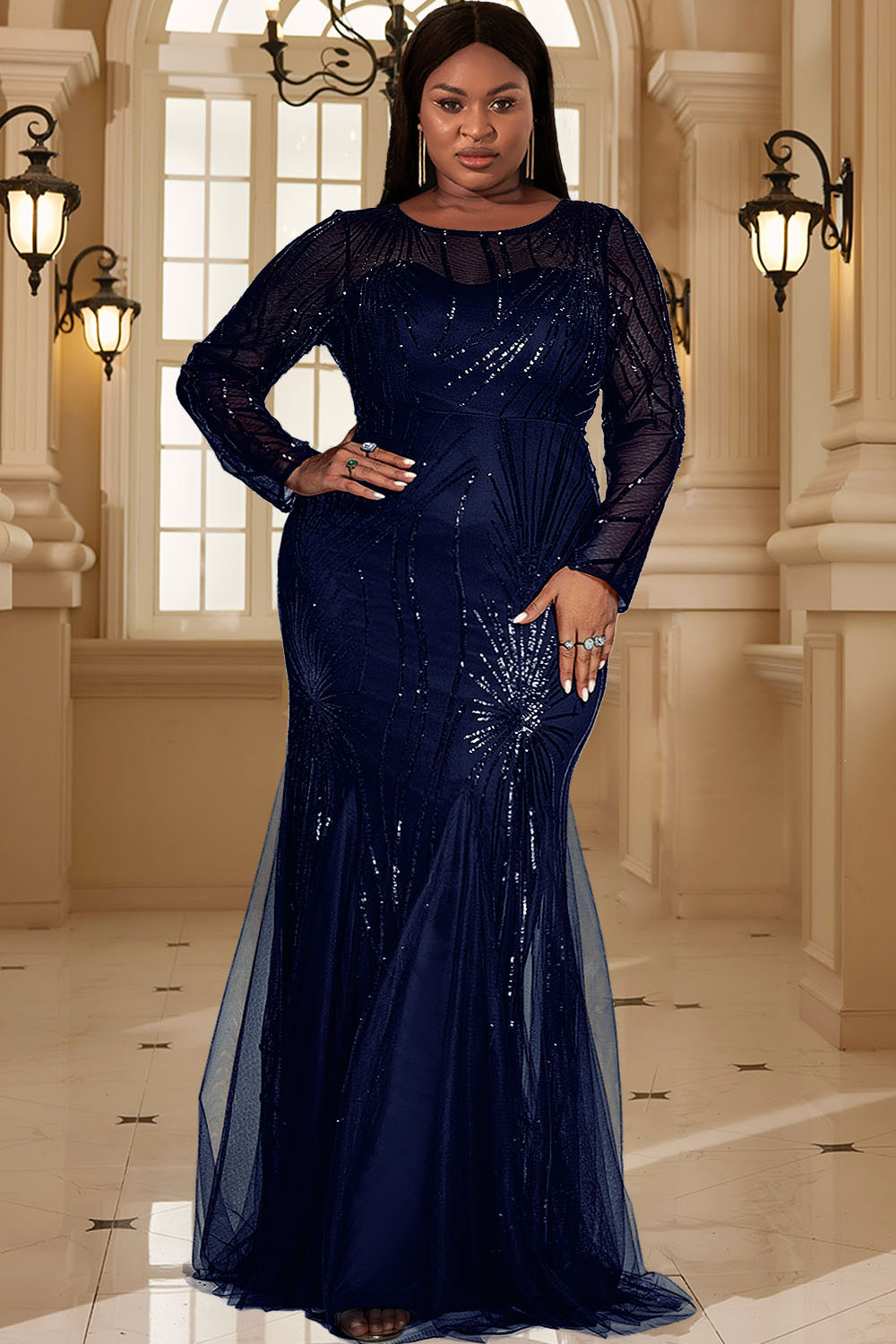 Plus Size Sequin Halter Mini Dress main image 0