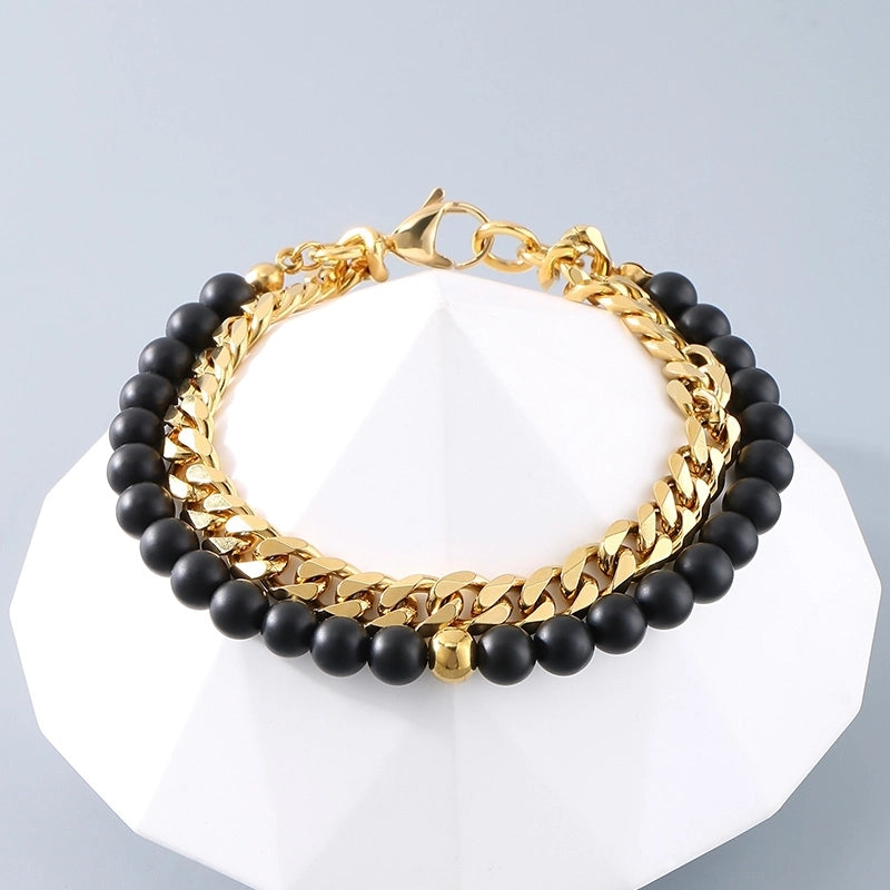 Minimalist Round 304 Stainless Steel Beaded Chain Cuban Link Chain Curb Chain Bracelets In Bulk