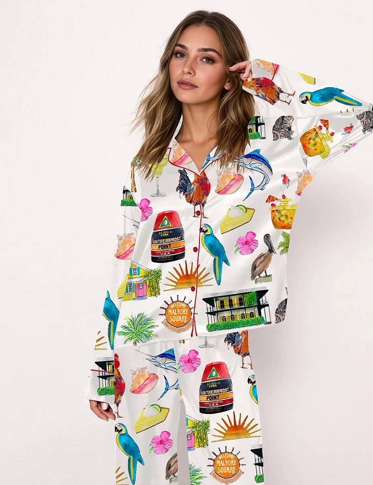 Women's Key West Florida Travel Long Sleeve Pajama Set