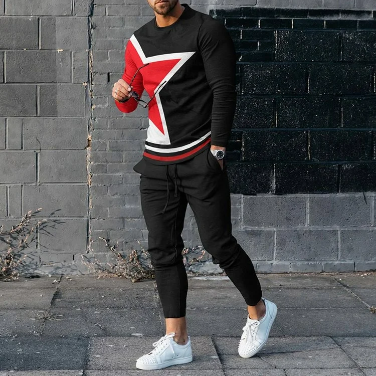 Men's Statement Polo Shirt and Pants Two Piece