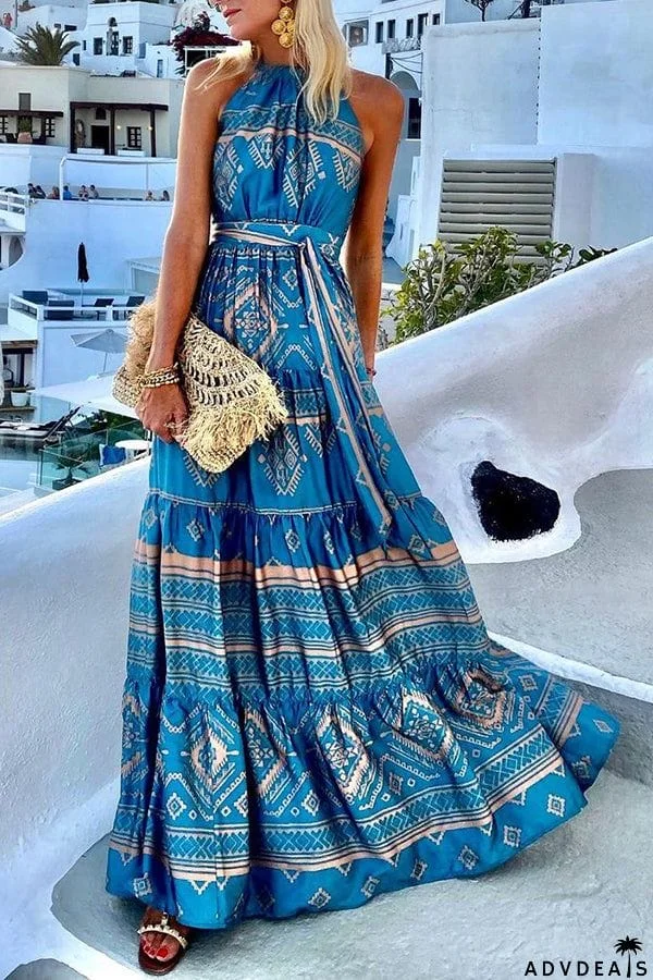 Fabulous Floral Halter Neck Boho Maxi Dress