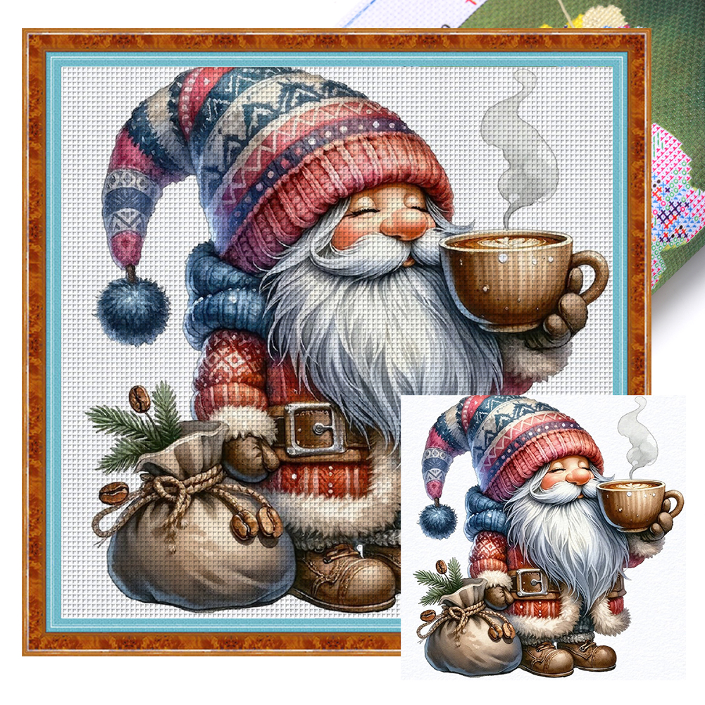 Coffee Gnome Full 11CT Pre-stamped Canvas(40*40cm) Cross Stitch