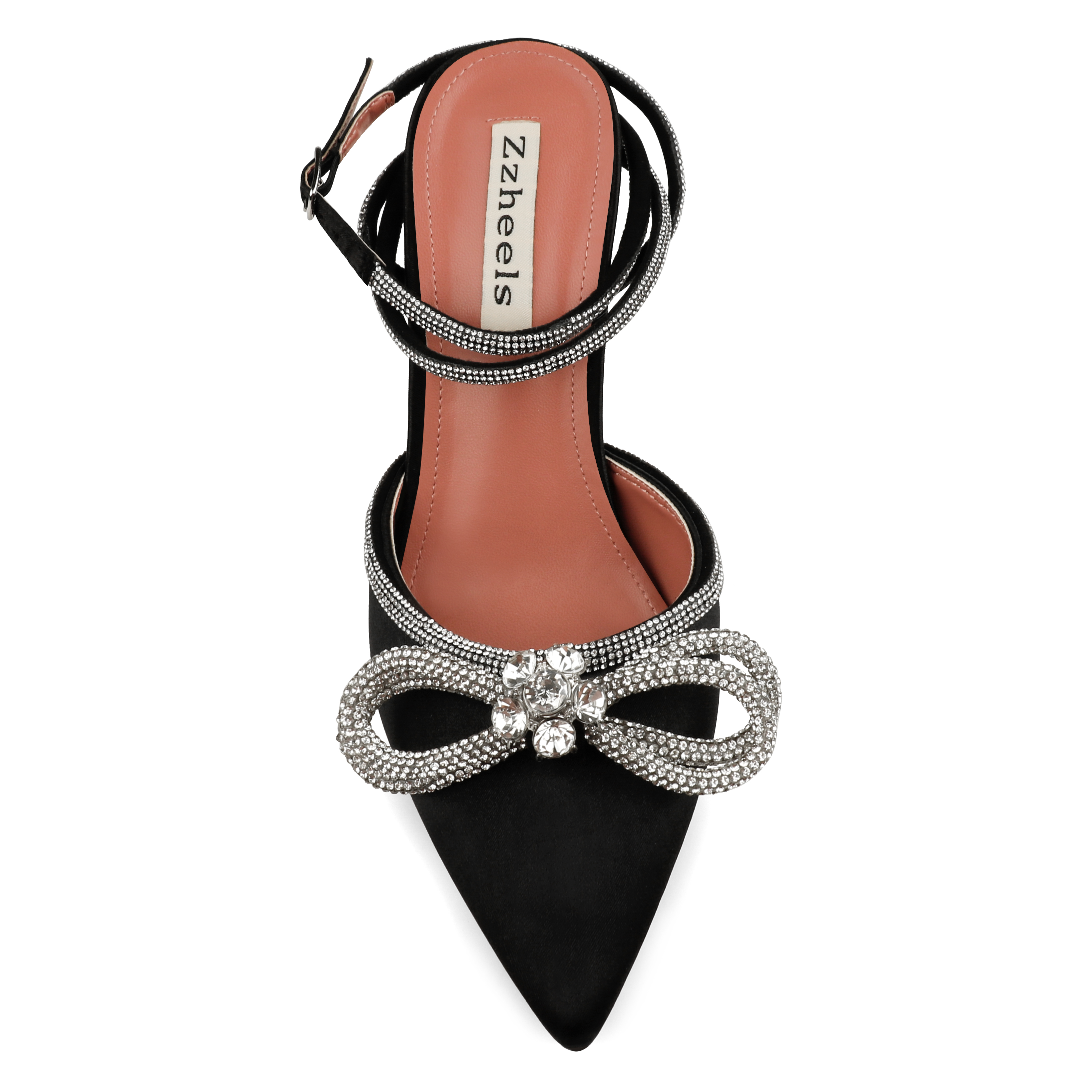 9.5cm/3.74 Double Bow Crystallized High Pums Pointed Toe Strappy Transparent Sandals Wedding Shoes