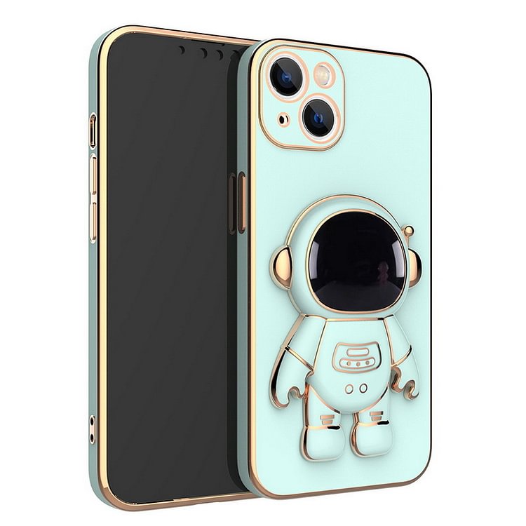 6D Plating Astronaut Hidden Stand Case Cover for iPhone With Wrist Strap