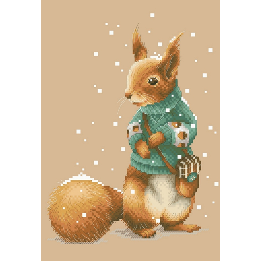 Winter Squirrel Full 14CT Counted Canvas(24*35cm) Cross Stitch