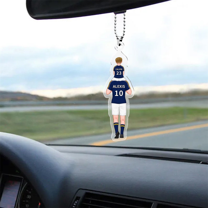 Loveyoufancy Personalized Soccer Jersey Keychain for Dad