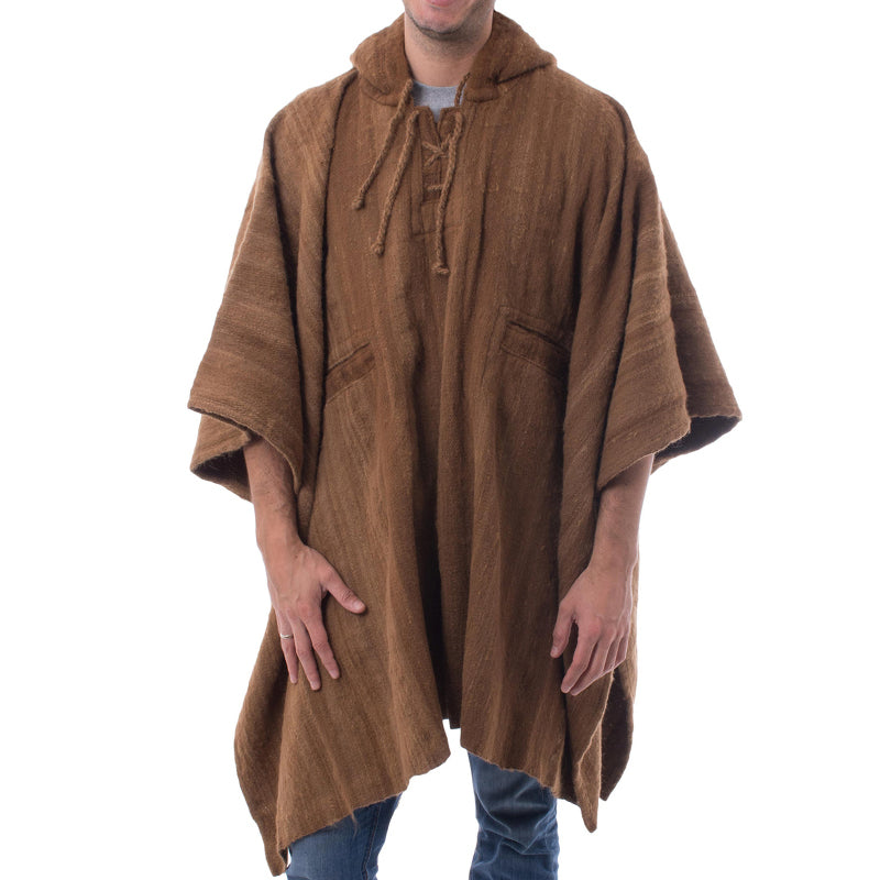 Handcrafted Men's Alpaca Wool Patterned Poncho