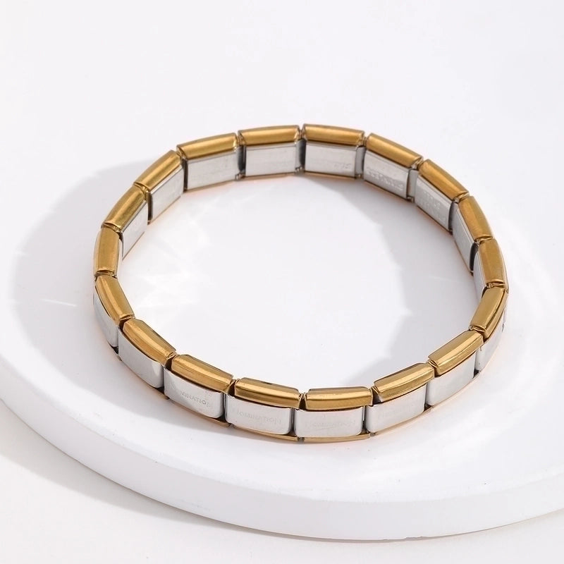 Minimalist Streetwear Solid Color 201 Stainless Steel 18K Gold Plated Italian Charm Bracelets In Bulk