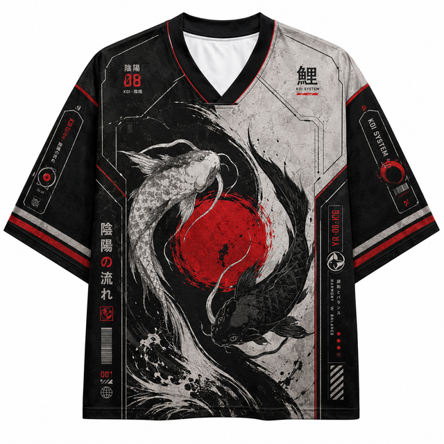 Red Sun Crane Mesh Jersey