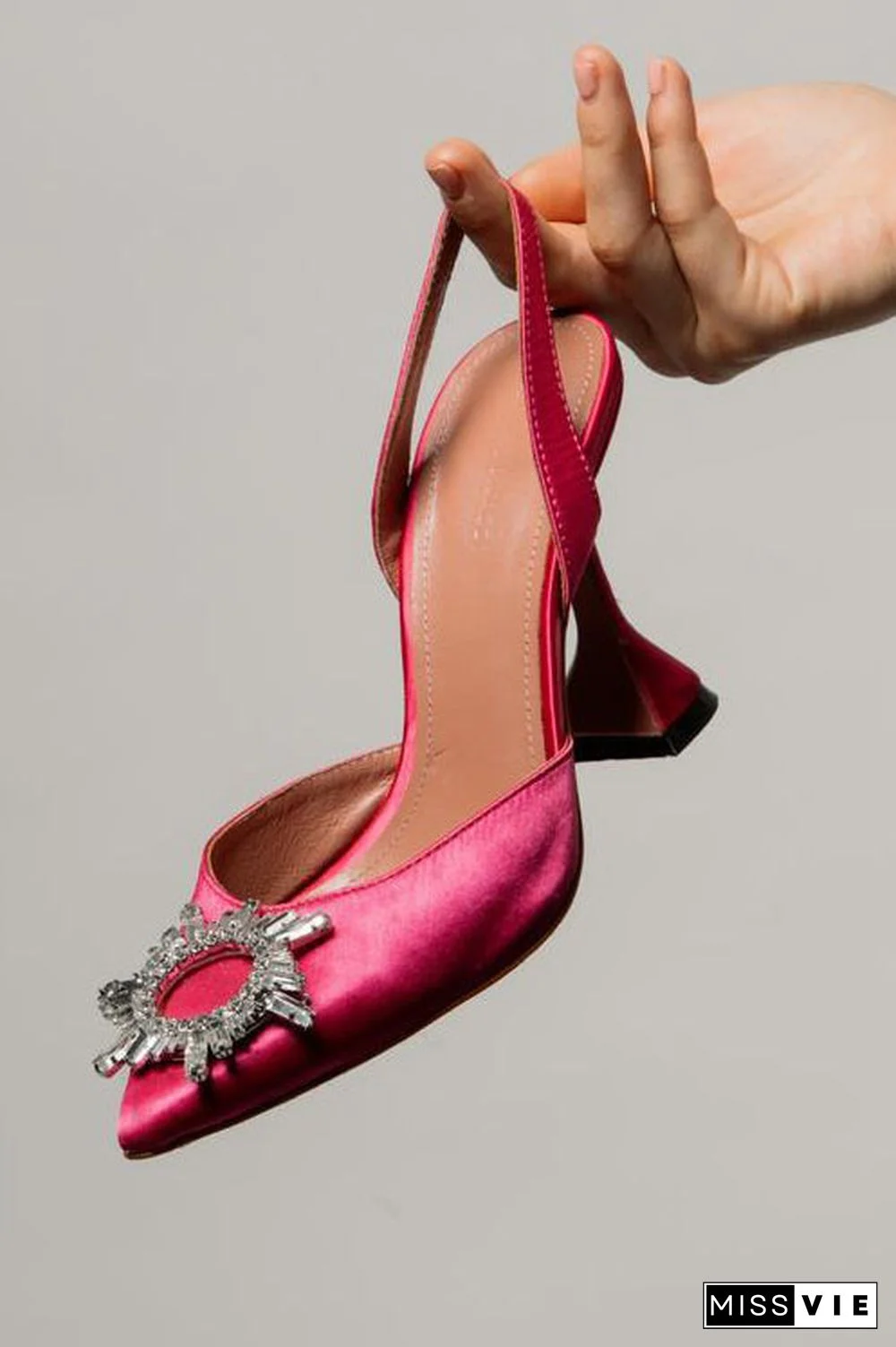 Rhinestone Satin Slingback Pumps