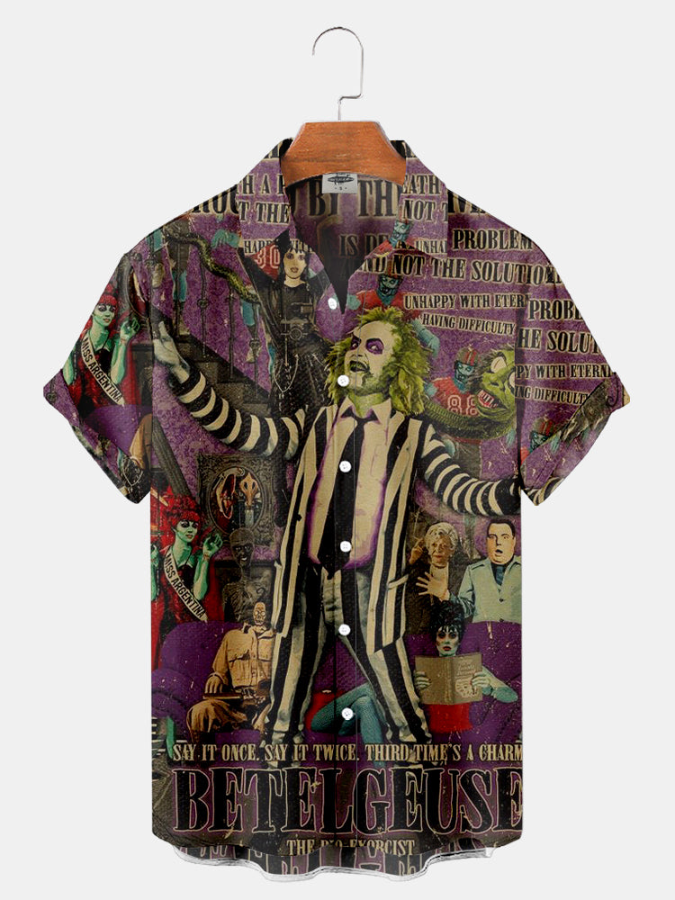 Men's Classic vintage Monster movie posters Printed Shirt PLUSCLOTHESMAN