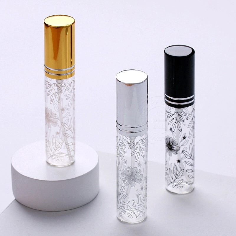 10ml Printed Leaf Spray Bottle Printed Glass Perfume Bottle With Logo Sub-bottling Portable Small Sample Bottle