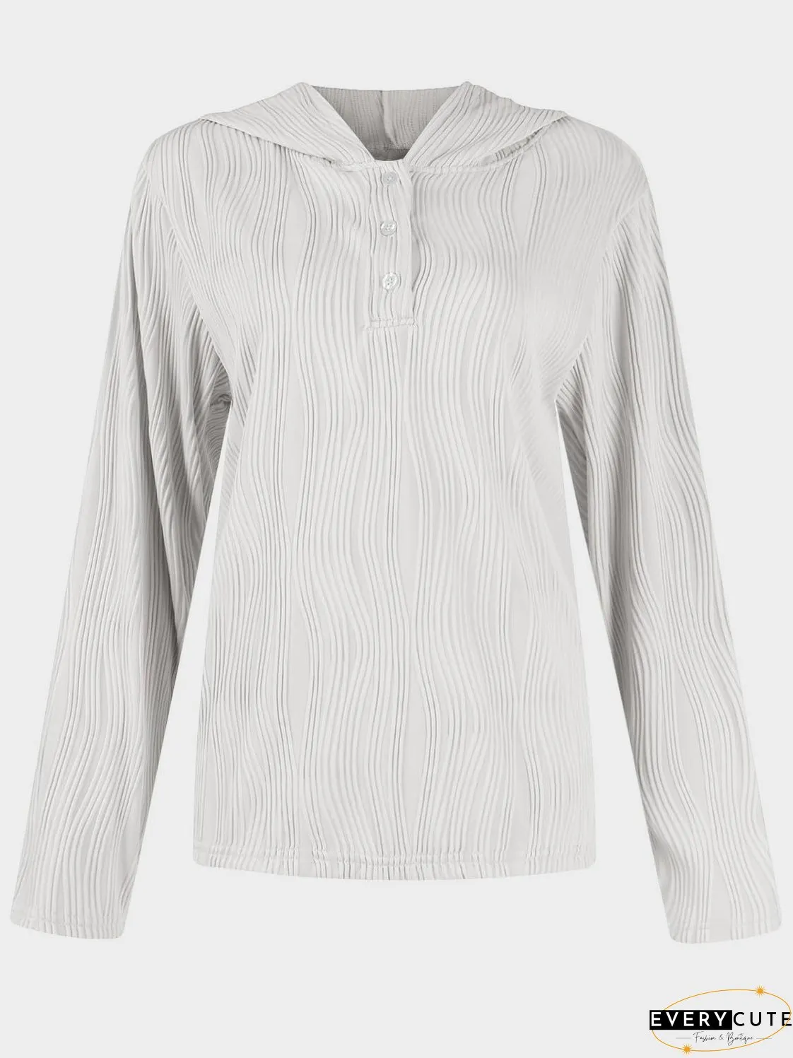 Textured Long Sleeve Hoodie