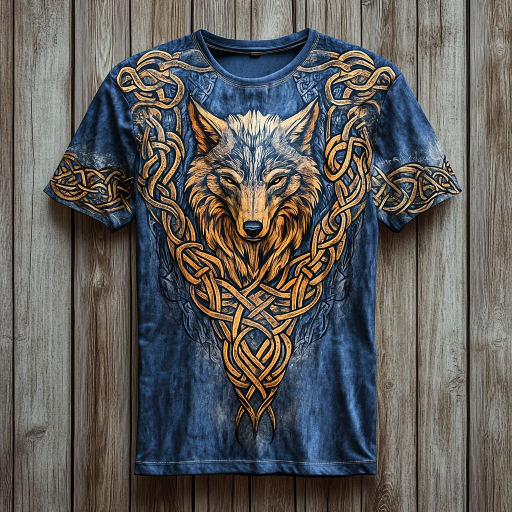 Men's Viking Fenrir Wolf Totem Knot Vintage 3D Print T-shirt / Rvogue / Rvogue