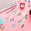 8Pcs noël bonhomme de neige double face-bricolage porte-clés