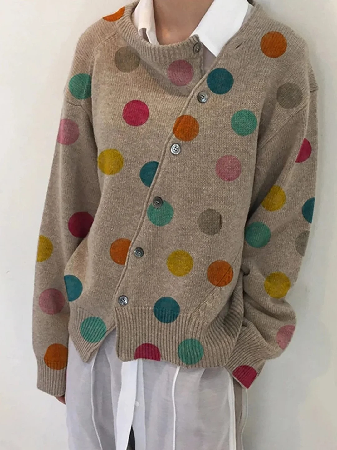 Acrylic Casual Polka Dots Sweater | EGEMISS
