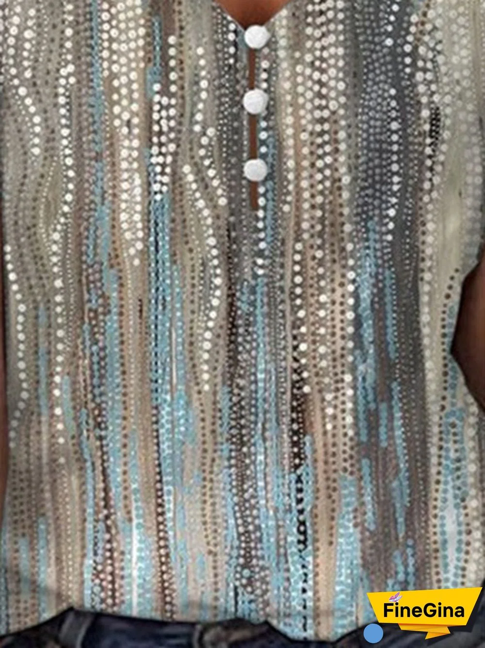 Women's Graphic Printed Short Sleeve V-neck Top